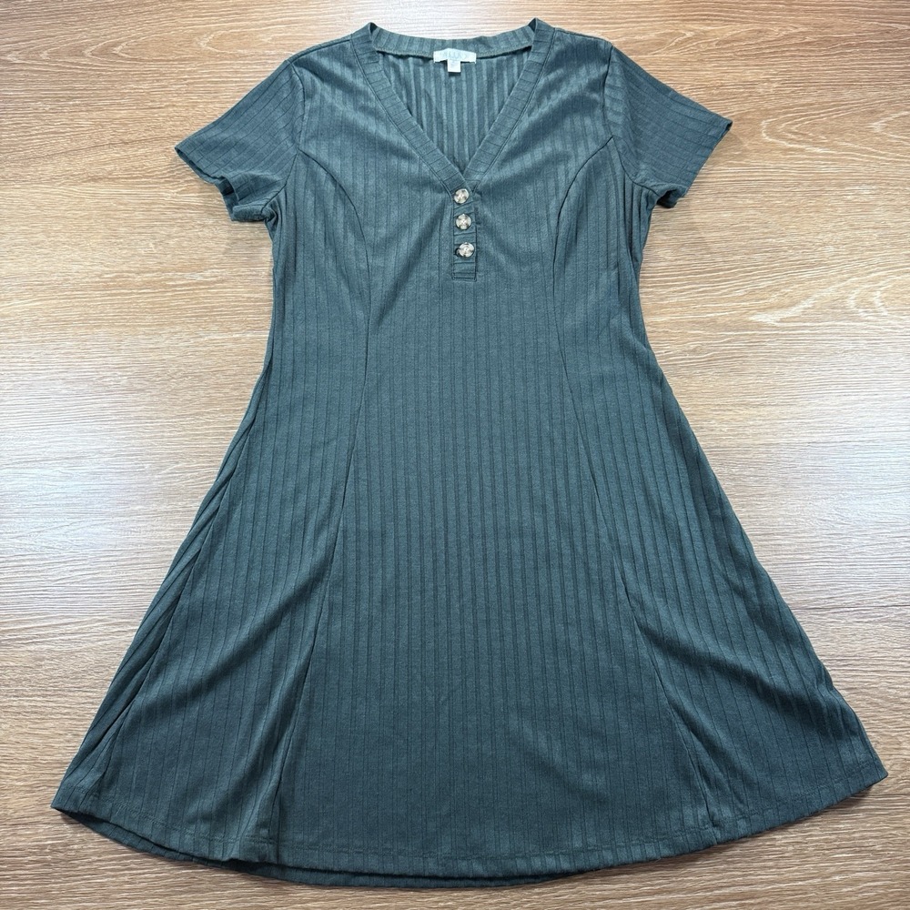 Abound Dress Women's M Ribbed Knit Bodycon Midi Sleeveless Stretch Minimalist